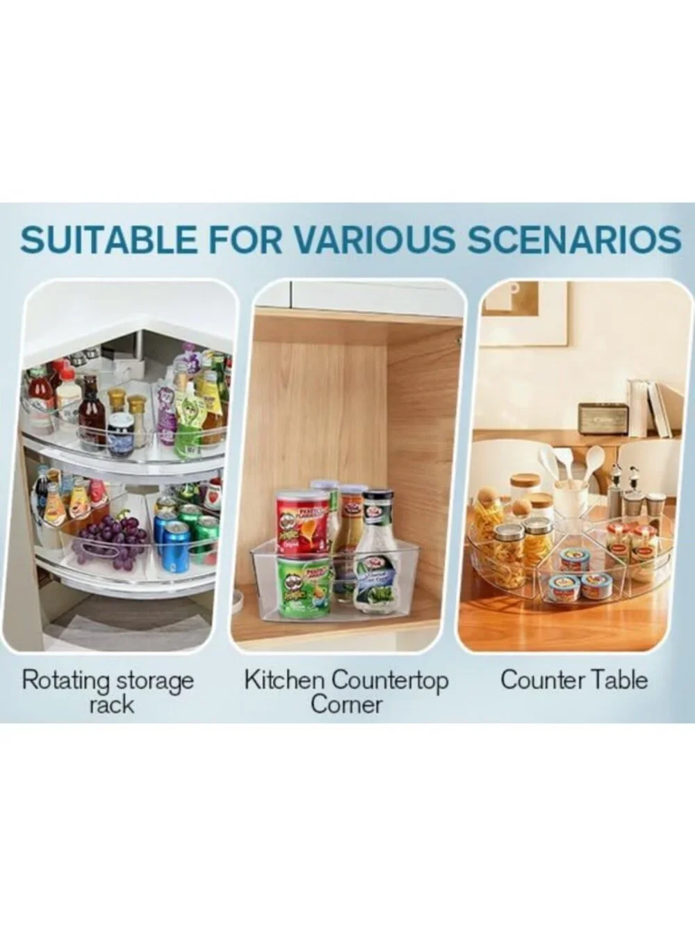 Clear Lazy Susan Organizer for Corner Cabinets - 26''-27'' Diameter, BPA-Free, 8